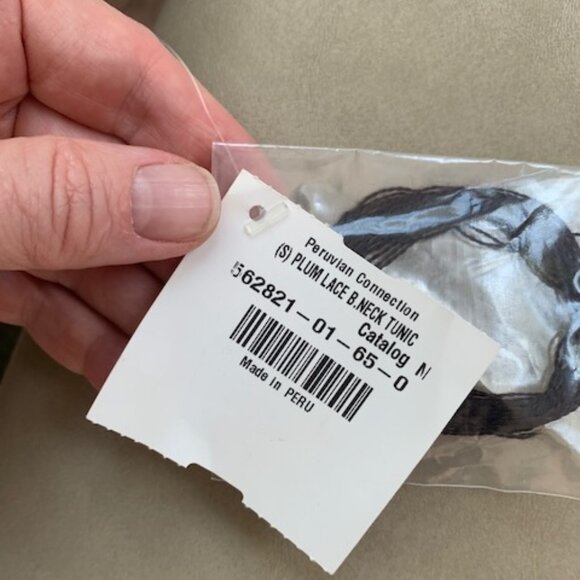 NWT Peruvian Connection silk alpaca lace tunic, plum, size S - Picture 8 of 9